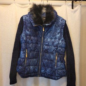 NWT Desigual Designer Jacket Faux Fur Lined Hood